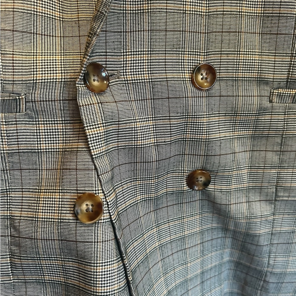 Anthropologie Hutch Glen Plaid Dbl Breasted Black and White Checkered Blazer euc - Picture 4 of 9